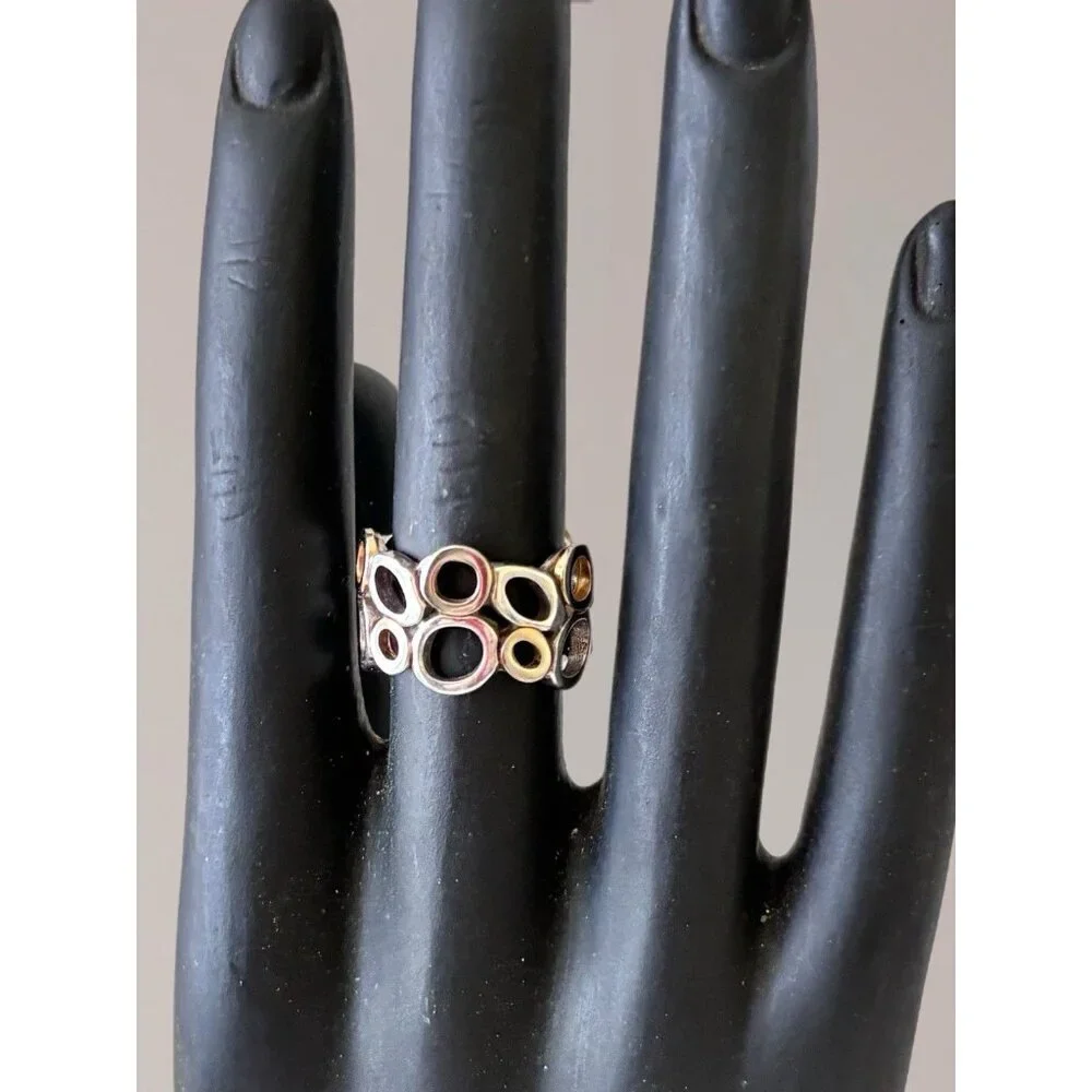Brighton Two Tone Open Circle Bubble Ring Size 7 Silver & Gold Plate